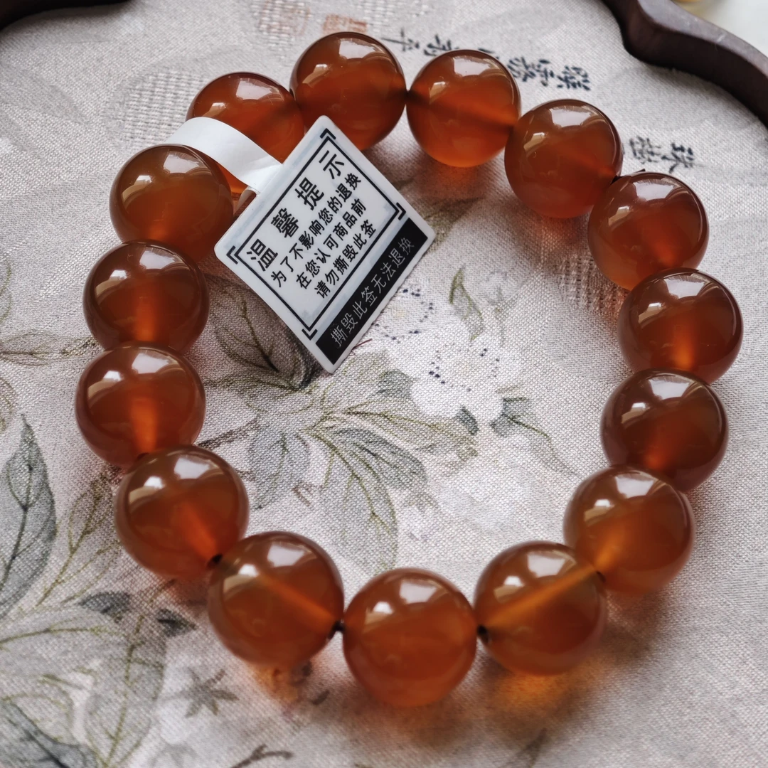 010号14mm橘红色糖色手串逊克玛瑙北红玛瑙
