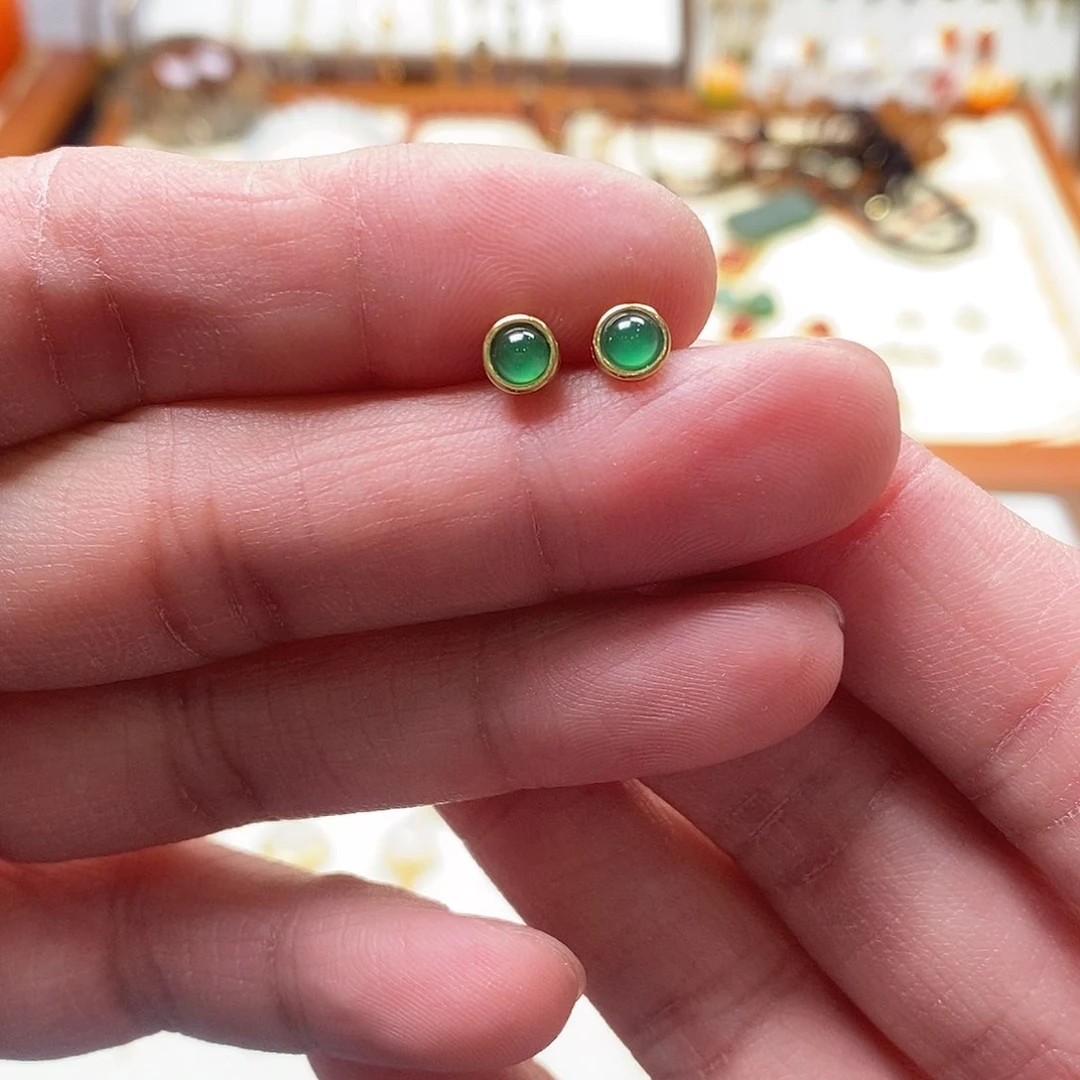 和田玉耳饰银S925镶嵌