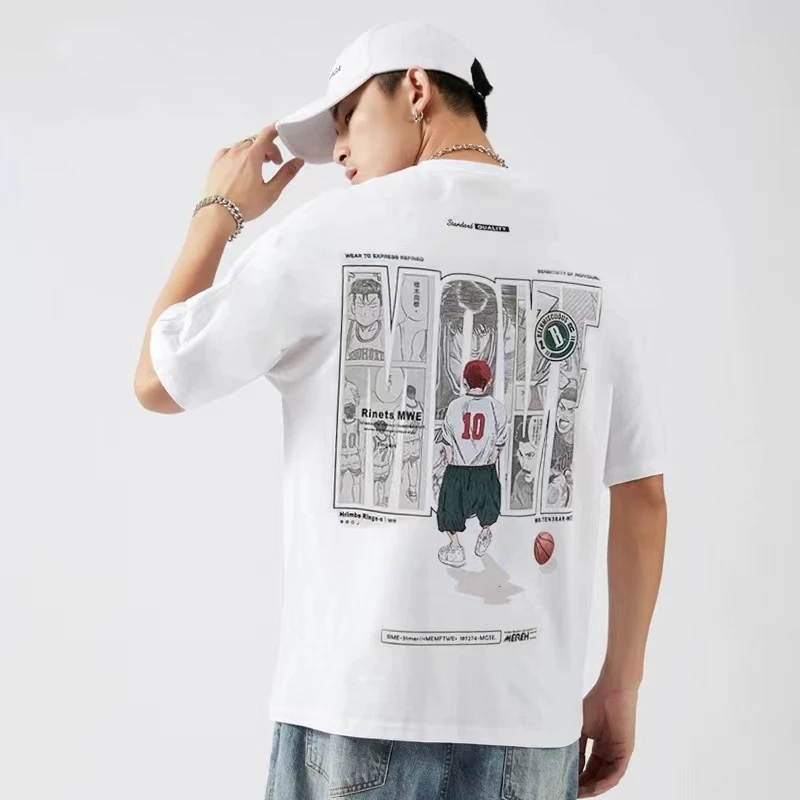 灌篮高手AB印100%纯棉卡通印花短袖夏季男女亲子款情侣T恤百搭