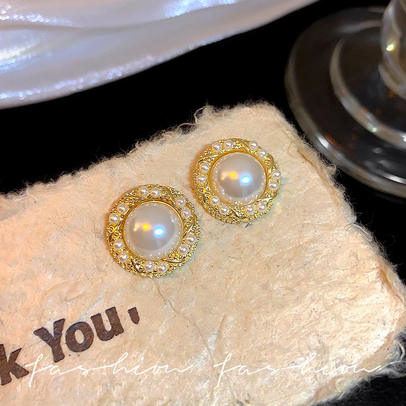 铜合金仿珍珠耳饰 仿珍珠耳饰气质百搭简约韩版东大门耳钉时尚