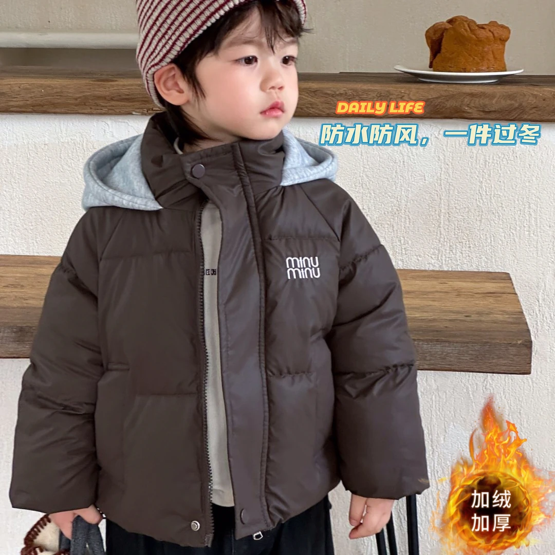 儿童免洗棉服男女童仿小羊皮外套PU皮棉衣保暖韩版加绒加厚棉袄