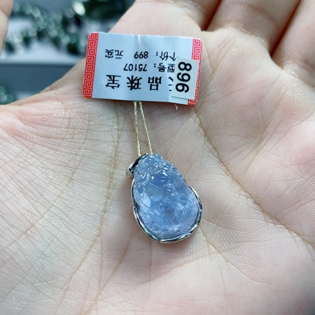 银S925镶嵌颈饰水晶蓝线石75107