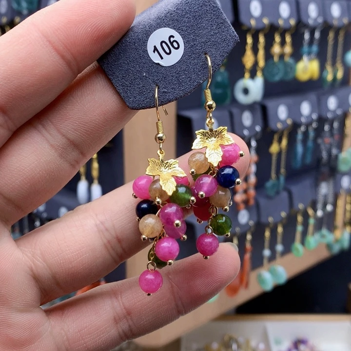 合金耳钉玛瑙/玉髓