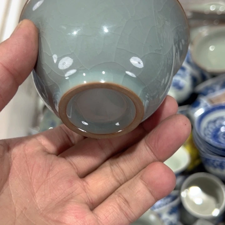 瓷片淘泥素胎压手杯微瑕