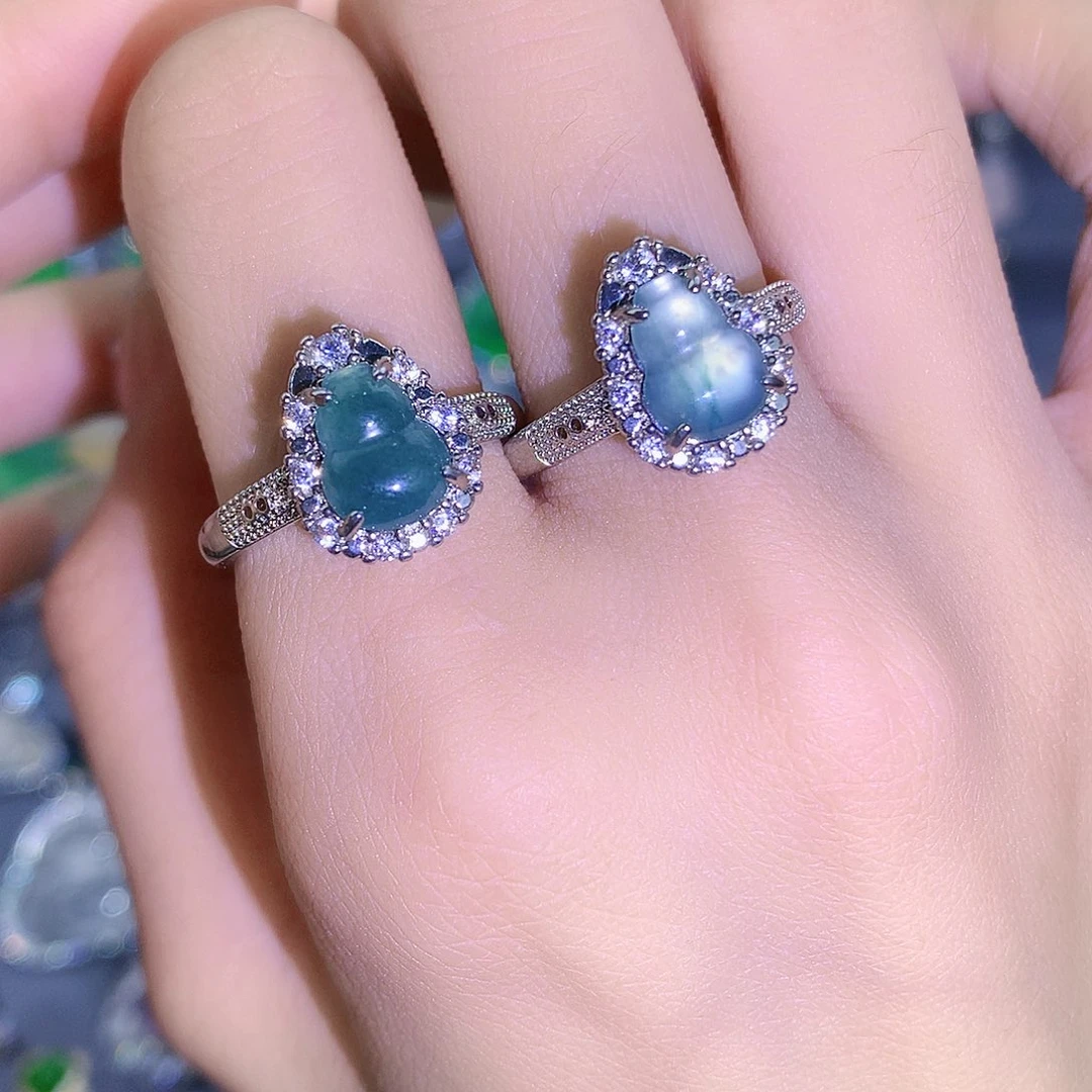 翡翠戒指未镶嵌危地马拉蓝水翡翠