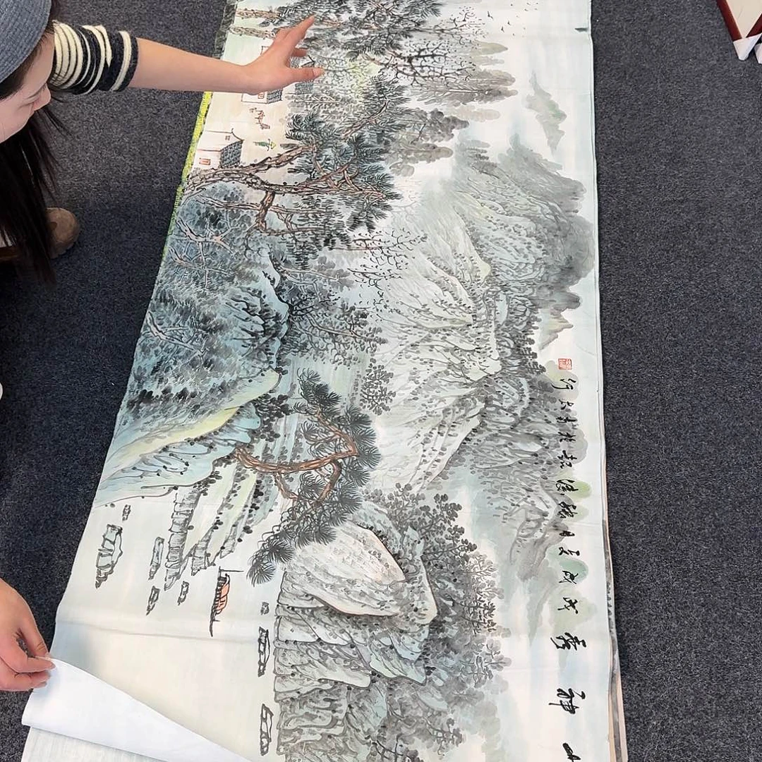 纯手绘国画作品好看小六尺
