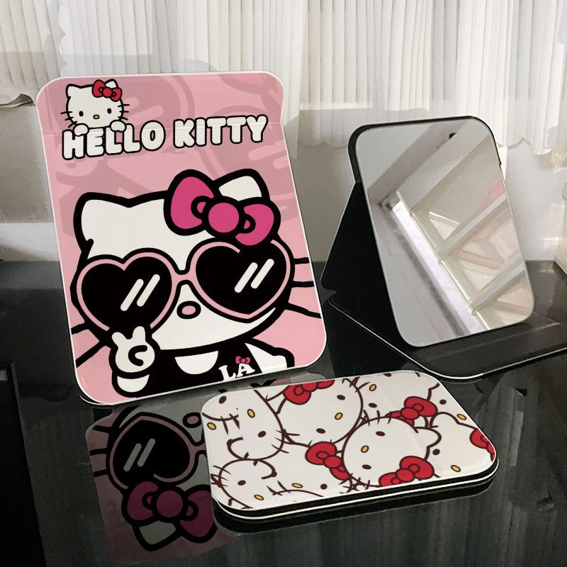 【升级版加厚】简约镜子hello kitty猫折叠化妆镜随身携带小镜子