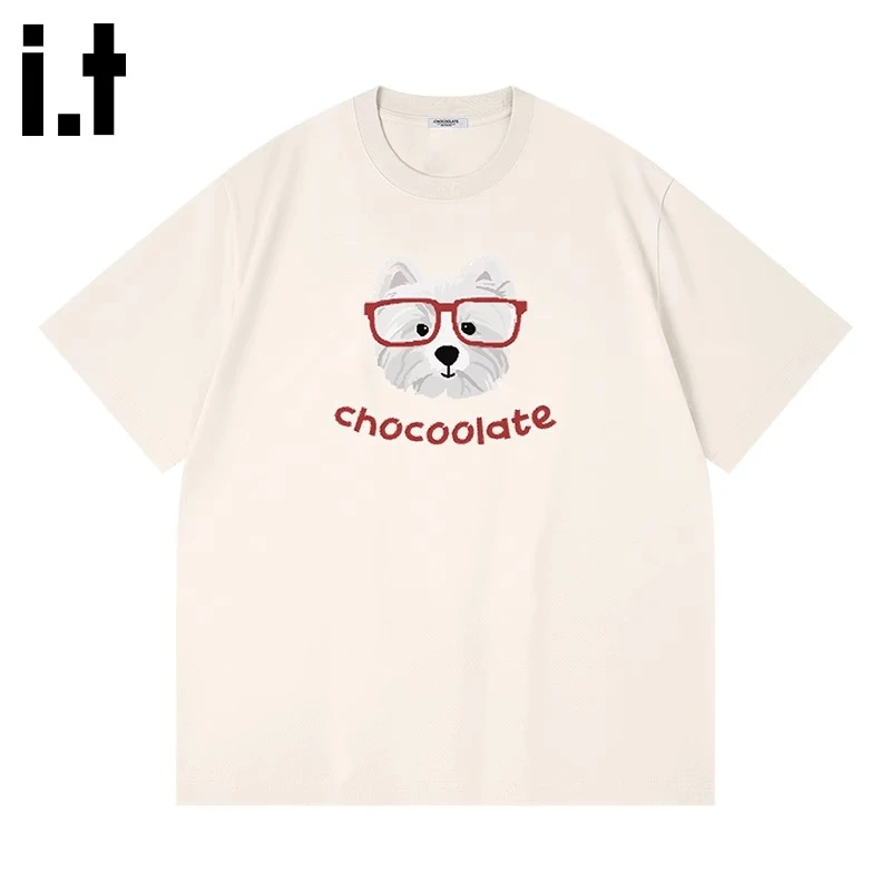 i.t:CHOCOOLATE休闲印花短袖t恤男女夏季情侣装时尚潮牌纯棉上衣