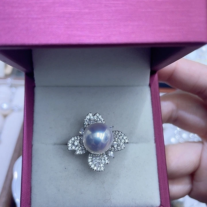 淡水珍珠戒指银S925镶嵌樾*