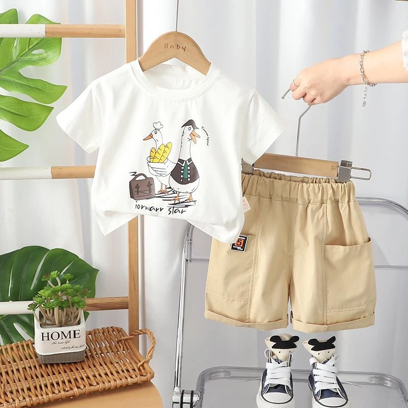 男童夏季套装2025新款洋气男宝宝夏装薄款短袖两件套休闲婴儿童装