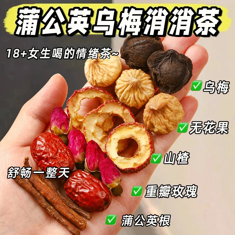 乌梅蒲公根英茶山楂玫瑰花红枣乌梅无花果组合 B1