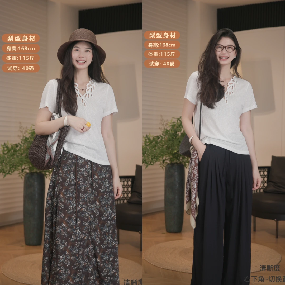 IM SO FANCY设计感V领镂空重工刺绣短袖D638