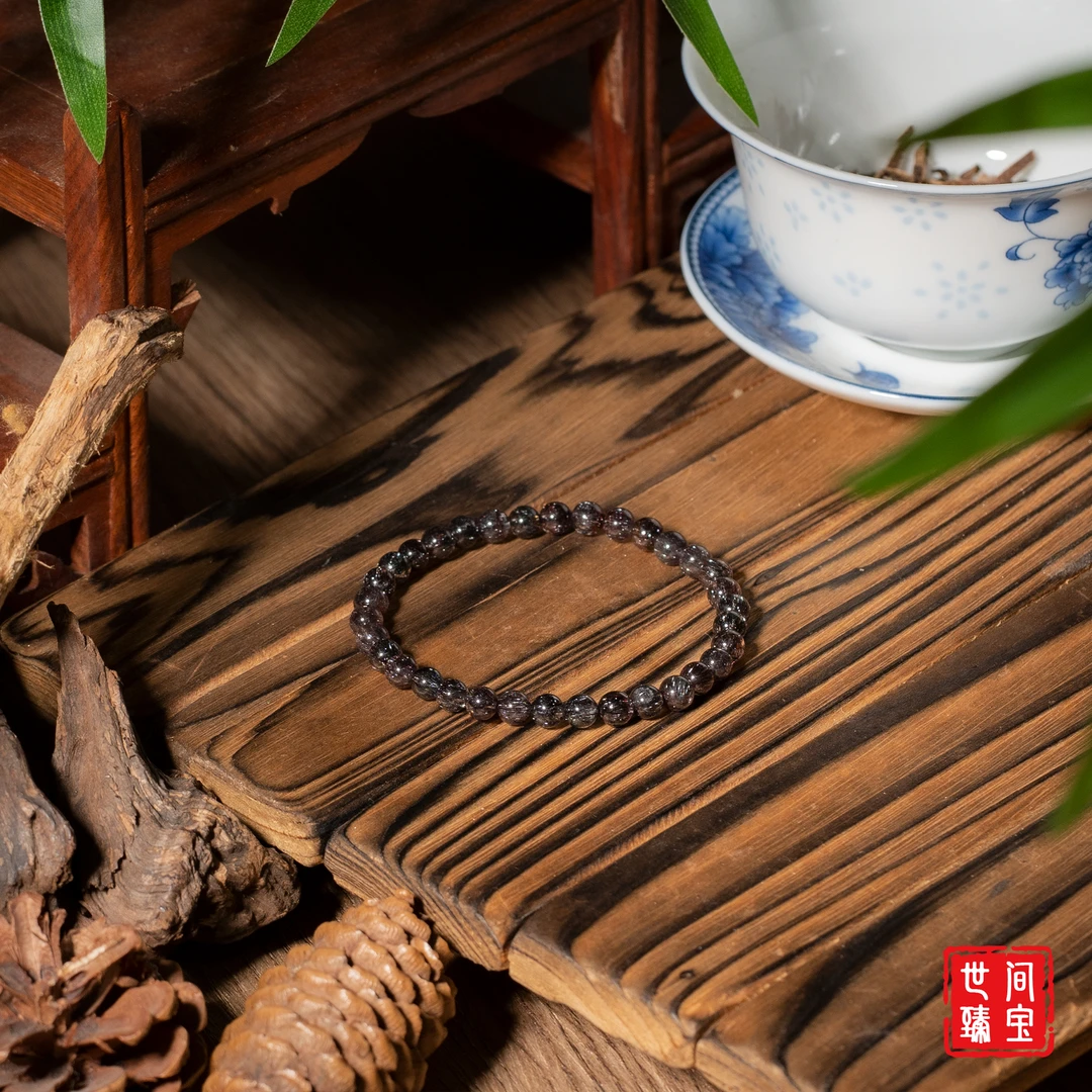 世间臻宝-流星丨天然水晶传承级满黑高净体黑超手串/多样性/P3656