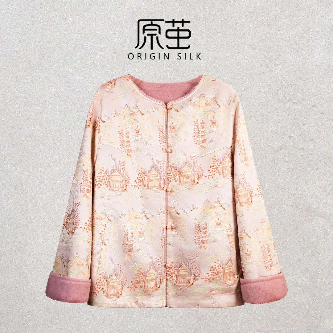 【原茧/诗情画意】桑蚕丝国风新中式新款冬季女装保暖显瘦外套XZ664