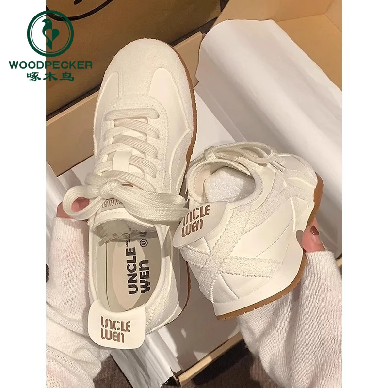 啄木鸟复古阿甘德训鞋女2025新款夏季软底休闲运动平底百搭小白鞋