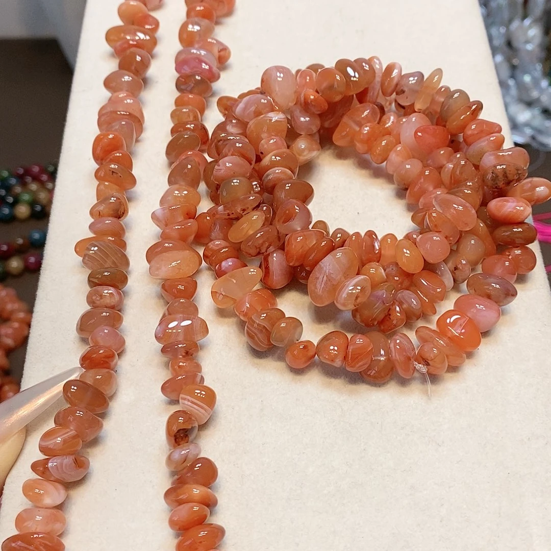 散珠玛瑙/玉髓南红碎绕手4圈