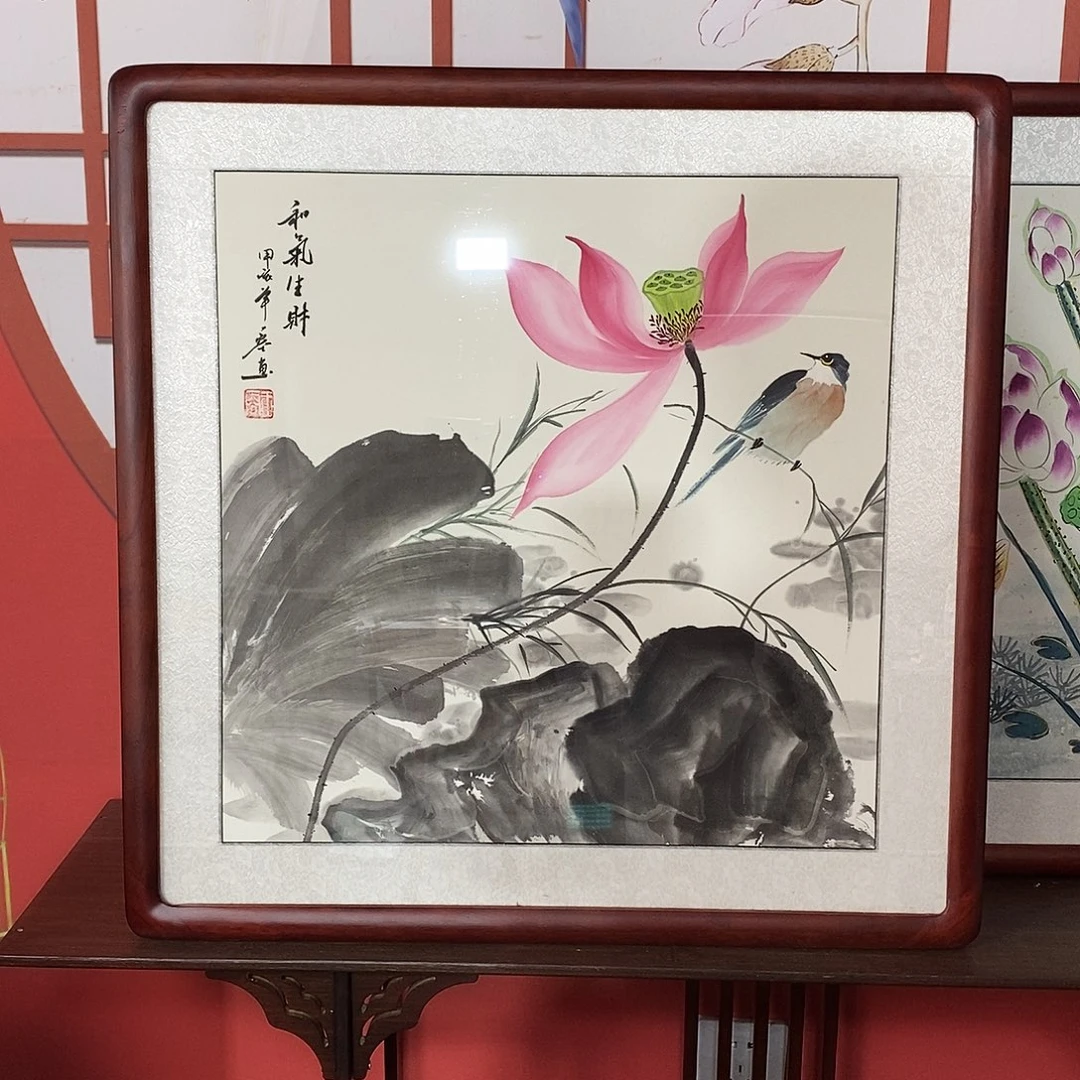 国画带框尺寸63乘63手绘