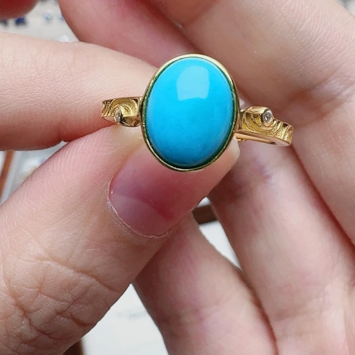 绿松石戒指银S925镶嵌戒指