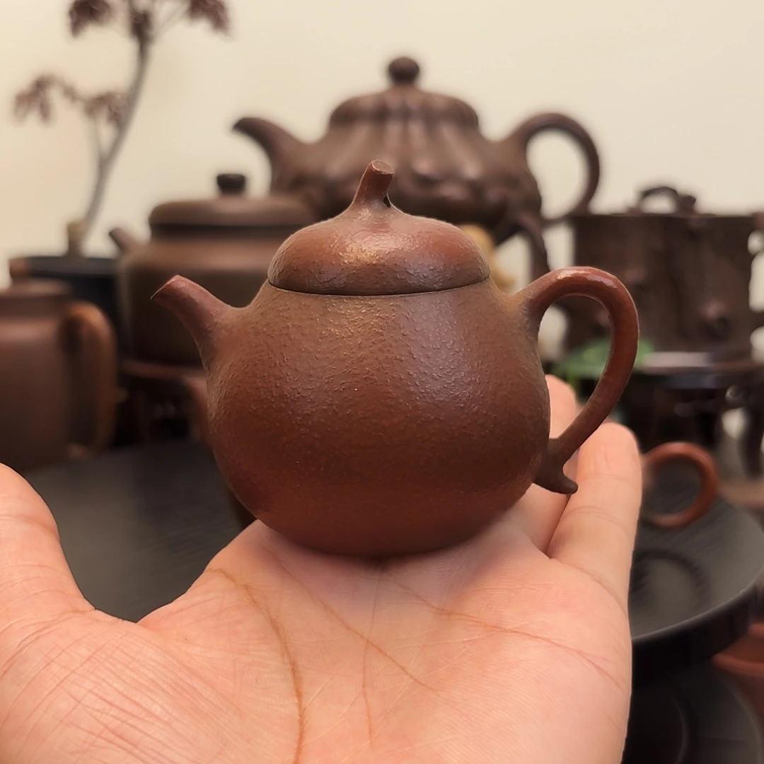 紫砂老朱泥茄瓜小品文人紫砂壶