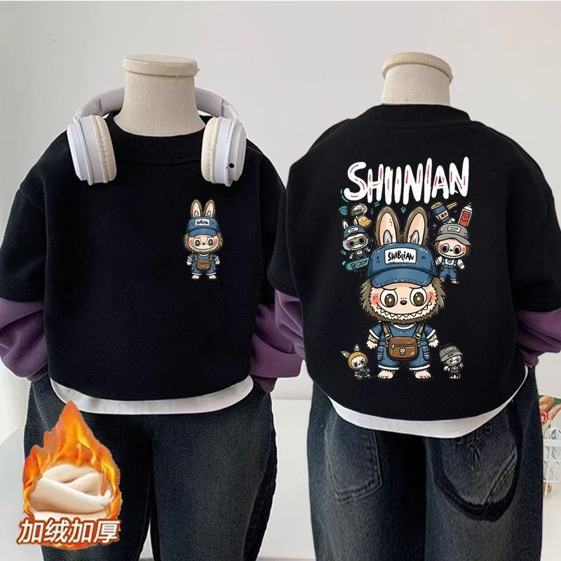 【加绒加厚】秋冬新款加绒加厚儿童连帽洋气时尚冬季假两件卫衣衫