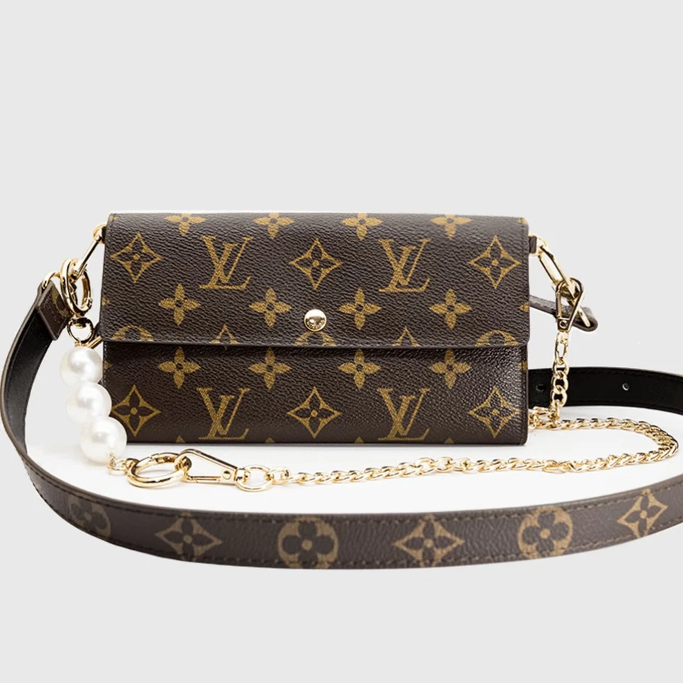 99新 LouisVuitton/路易威登 经典老花金豆豆钱包单肩包（送赠品）