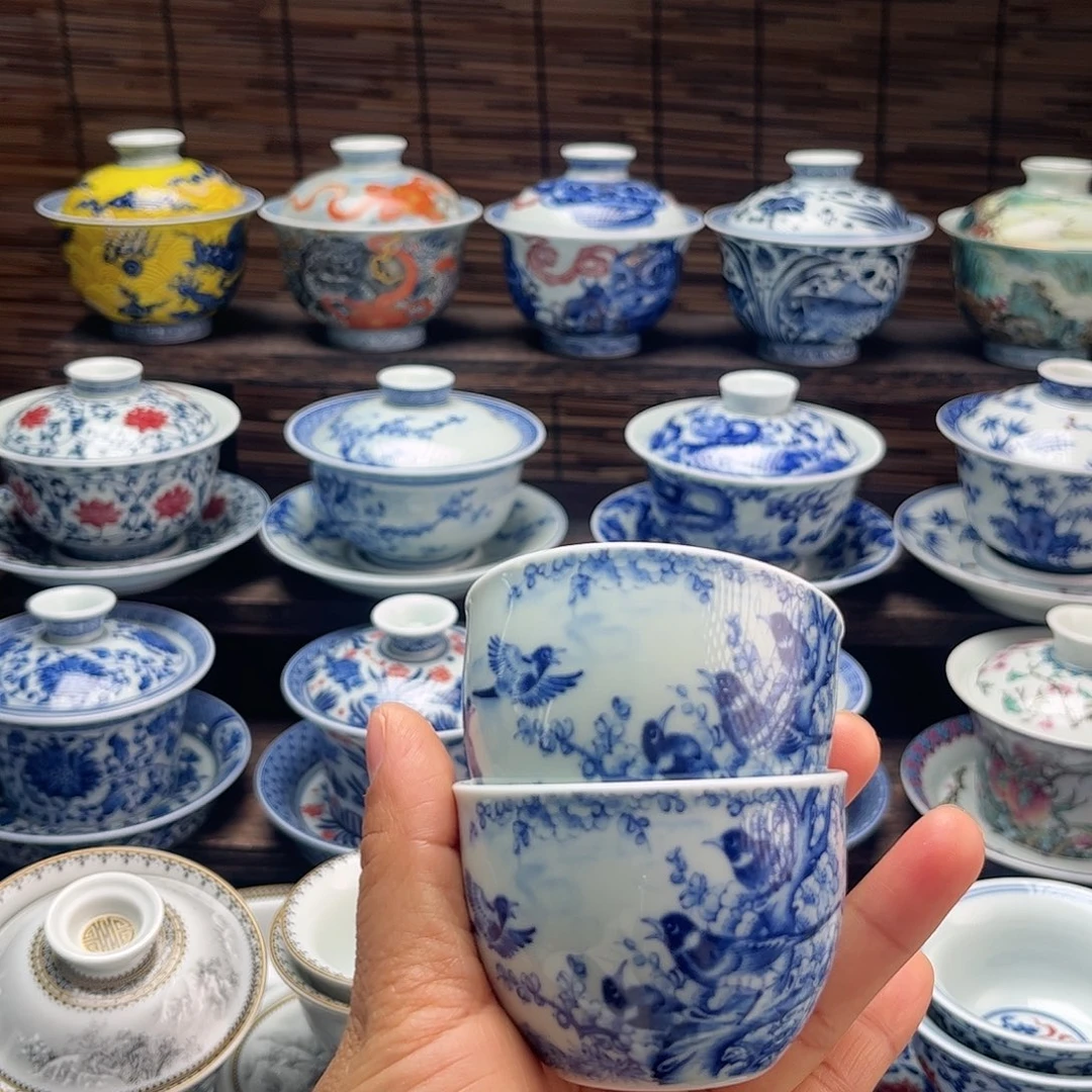 摆件陶景德镇陶瓷两只客杯