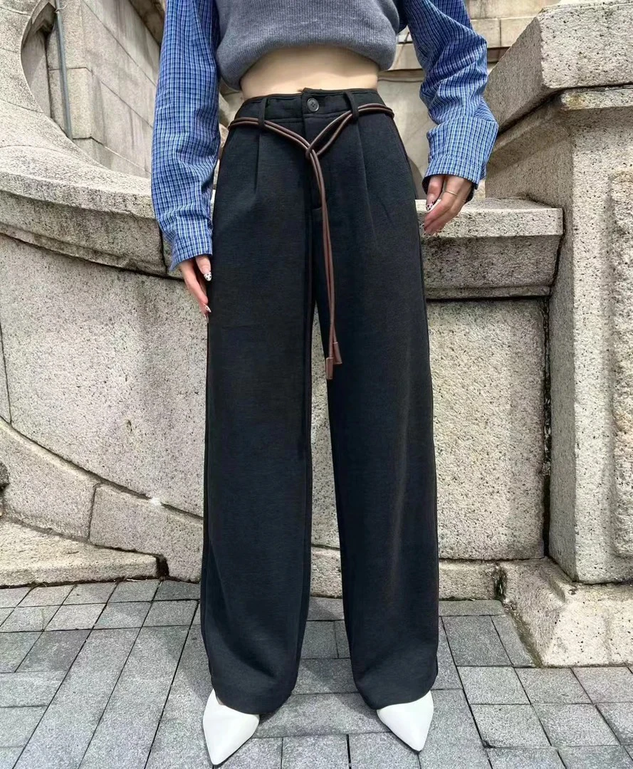 高腰显瘦毛呢直筒裤709