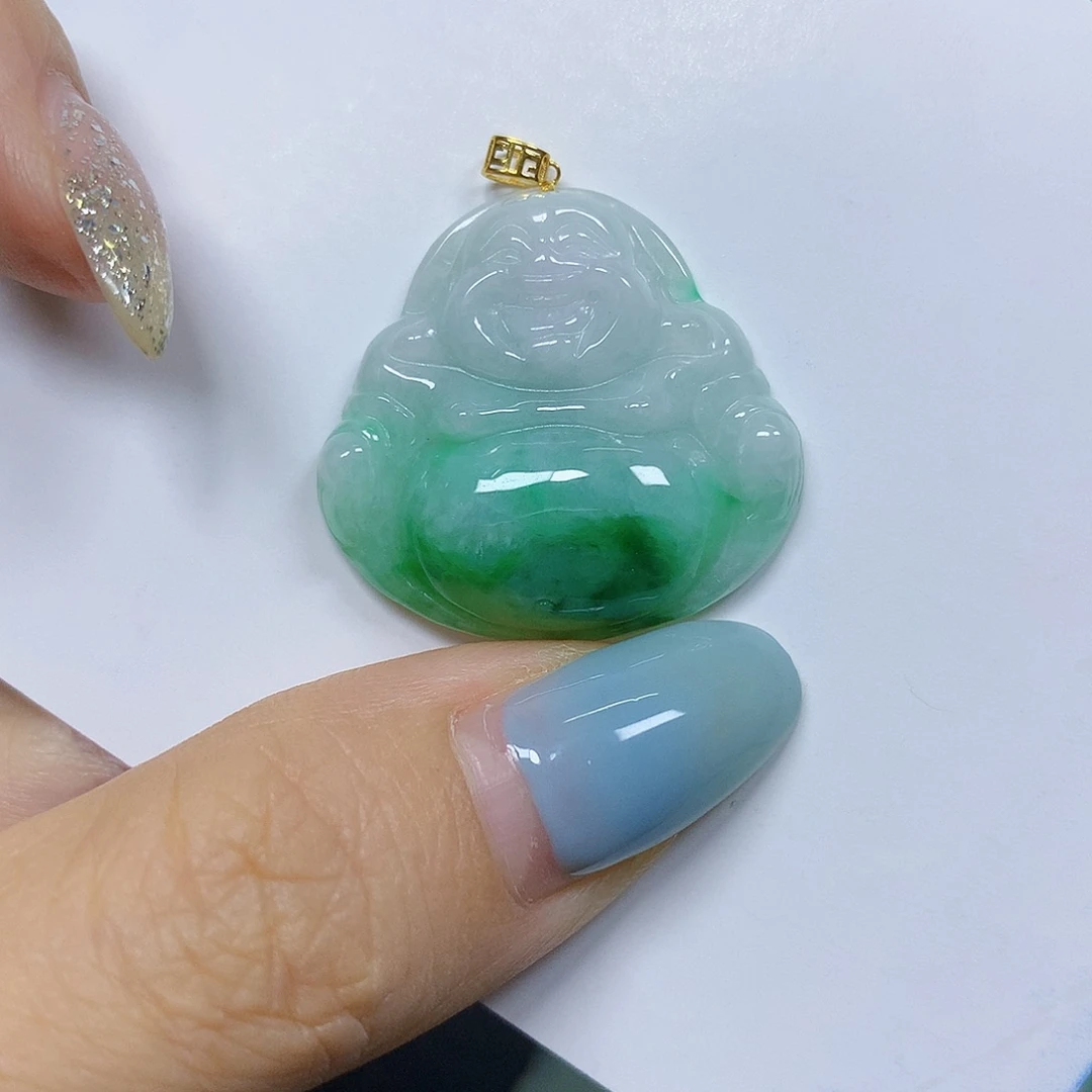 翡翠18K金镶嵌颈饰挂件