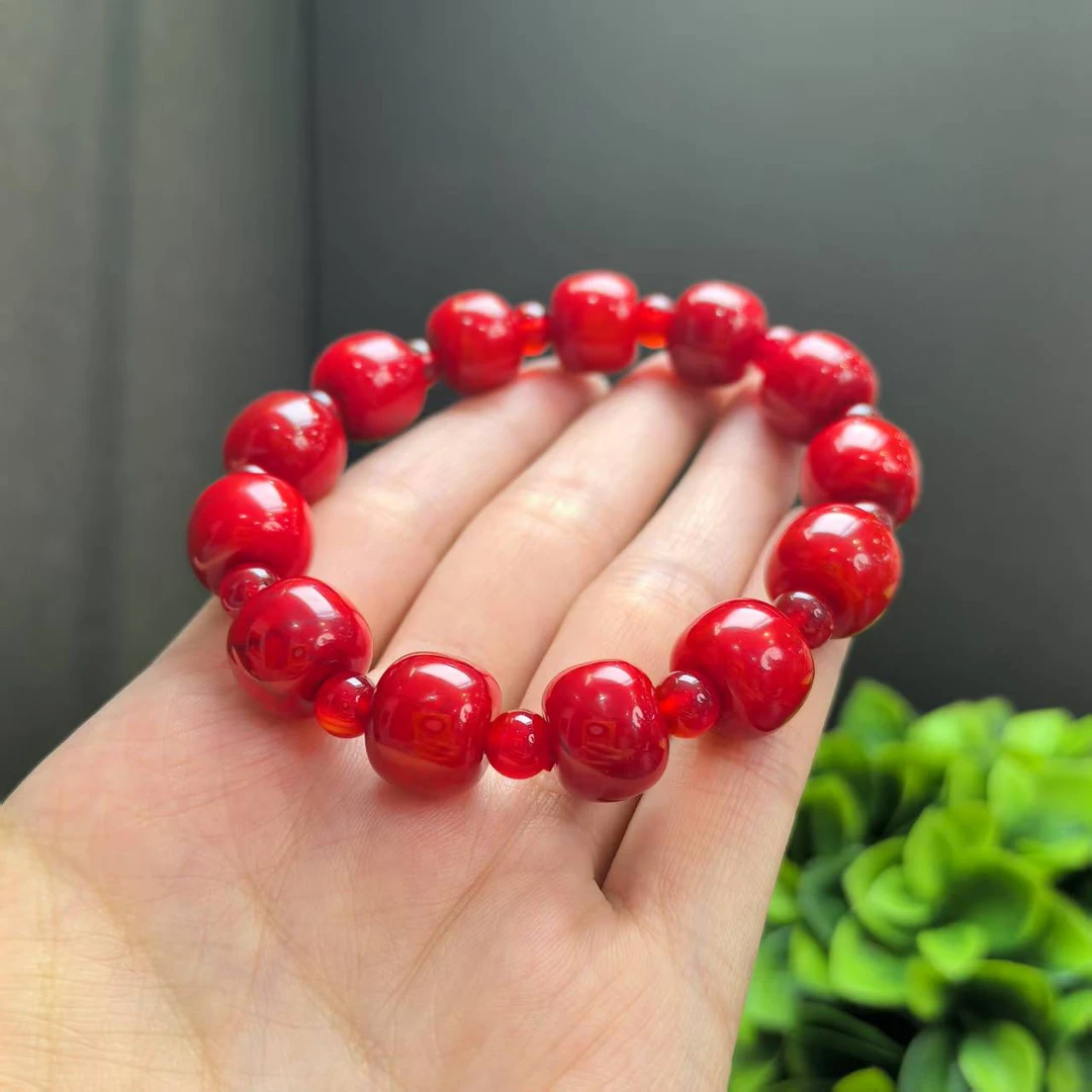 S7782【百百福珠宝】赤炎红 玛瑙红手串