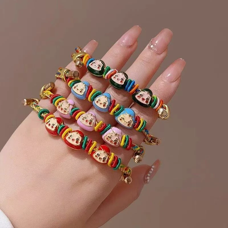 合金手链 红绳饰品五月节儿童情侣端午节五彩绳手链手工编织粽子