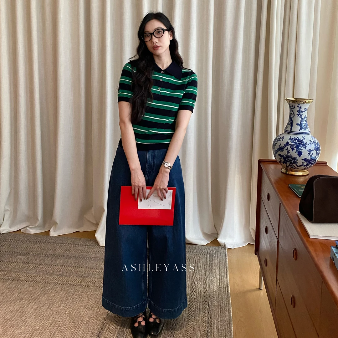 【ASHLEYASS】“藏青绿”12针60支170克羊毛混纺毛衫上衣LSS250873W