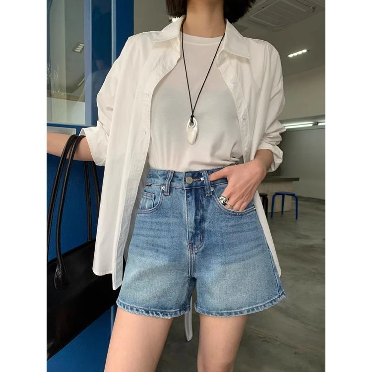 【丽鑫】98195高腰A字牛仔短裤