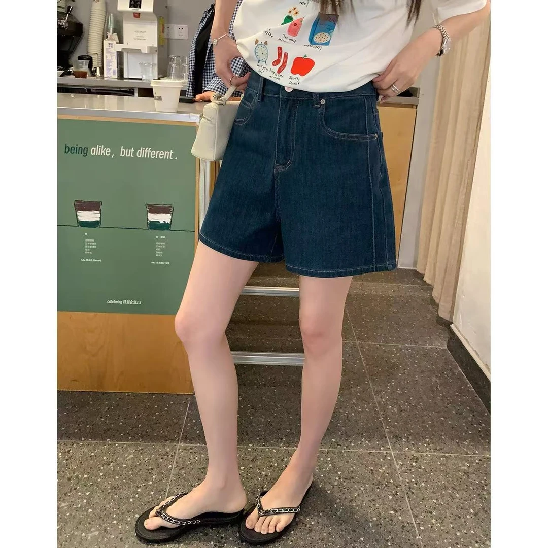 9810*休闲风直筒裤高弹夏季短裤牛仔裤直筒显瘦（裤长约36）