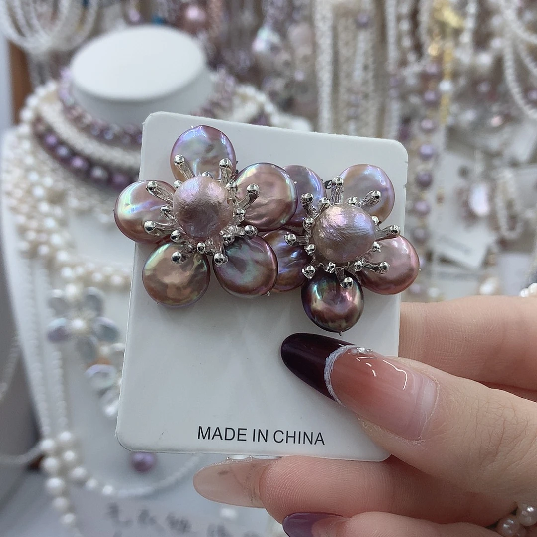 银S925镶嵌淡水珍珠耳饰