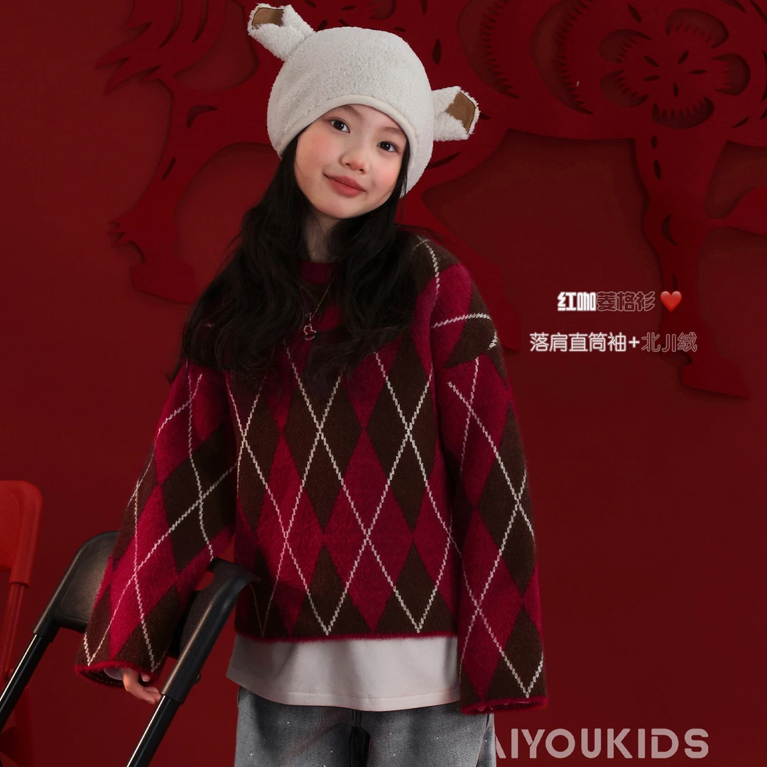 NAIYOUKIDS【可可毛衣】女童毛衣冬季保暖新年中大童针织衫Y6853