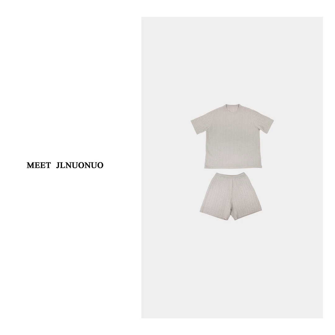 JLNUONUO   高定简约纯色100%绵羊毛短裤套装2025春款