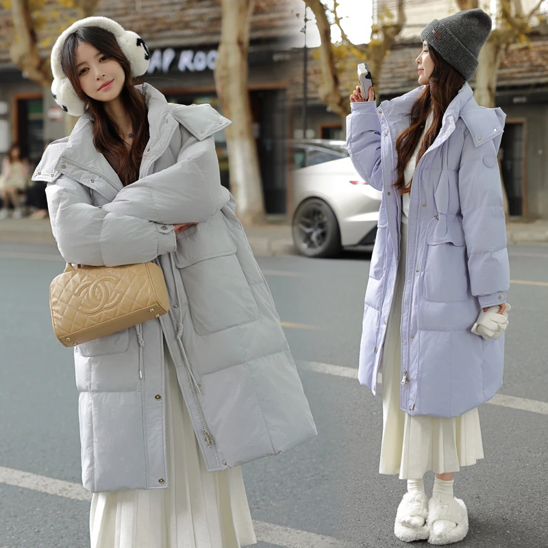 长款羽绒服女2025新款爆款大码厚款胖mm收腰修身显瘦外套大口袋冬