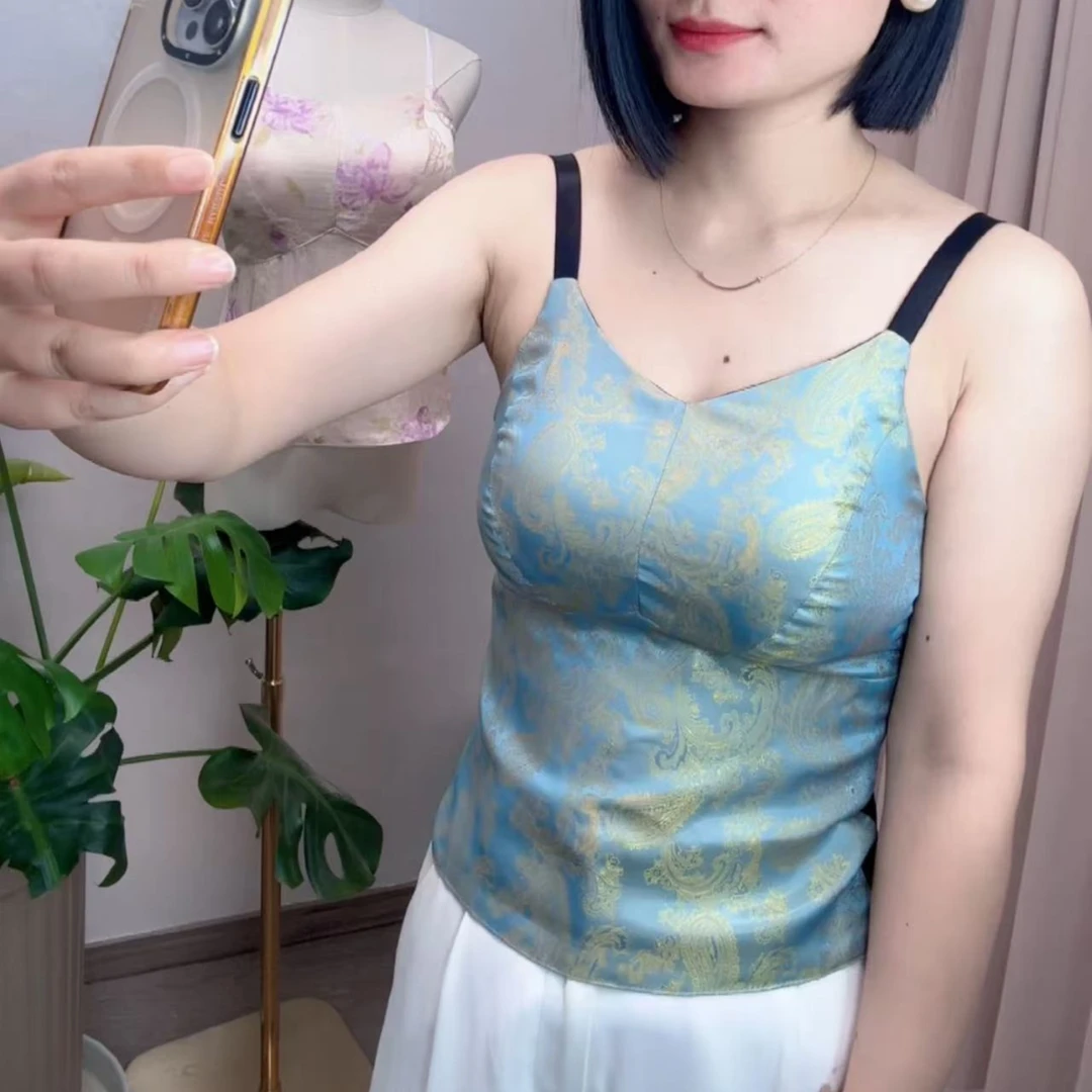 新中式吊带国风提花背心美背时尚内搭修身显瘦女士打底