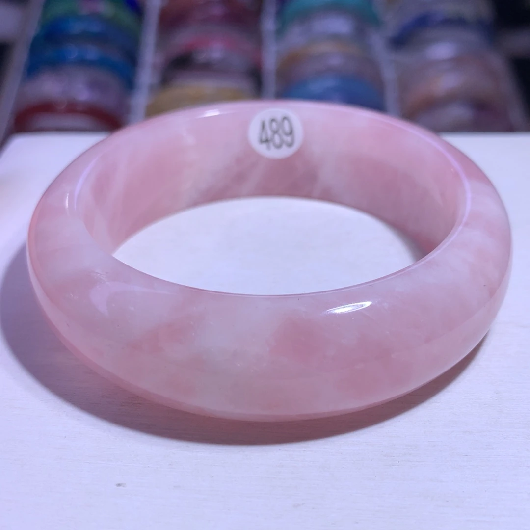 水晶手镯银S925镶嵌老矿粉晶56.7圈489