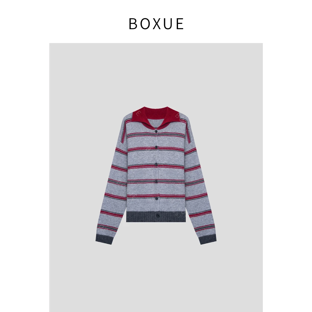 BOXUE  “朝暮” 2024秋冬新款高级感条纹轻奢 外套#240913W005