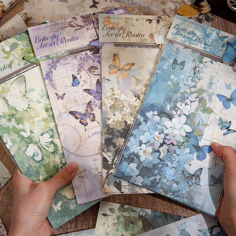 蝴蝶秘境复古素材纸无粘性ins风梦幻蝴蝶痛包打底拼贴手帐diy装饰