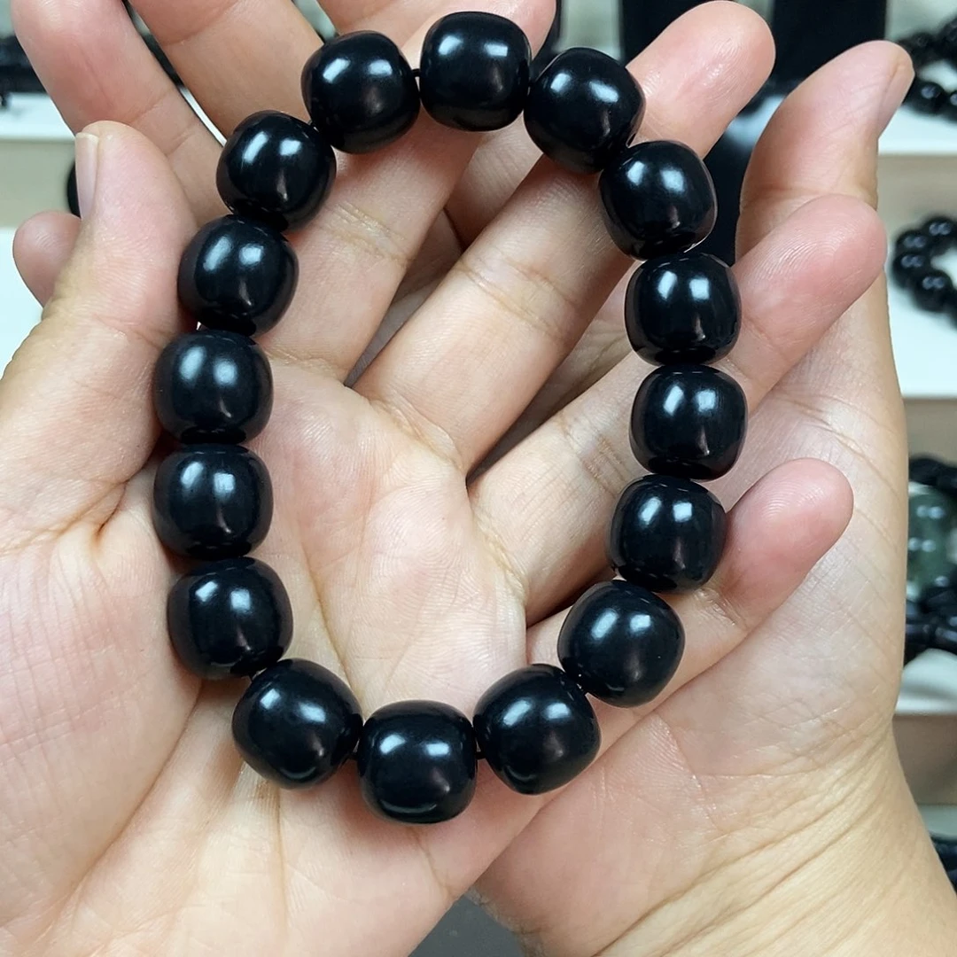 手串未镶嵌和田玉（墨玉）随****^卡14老型手串