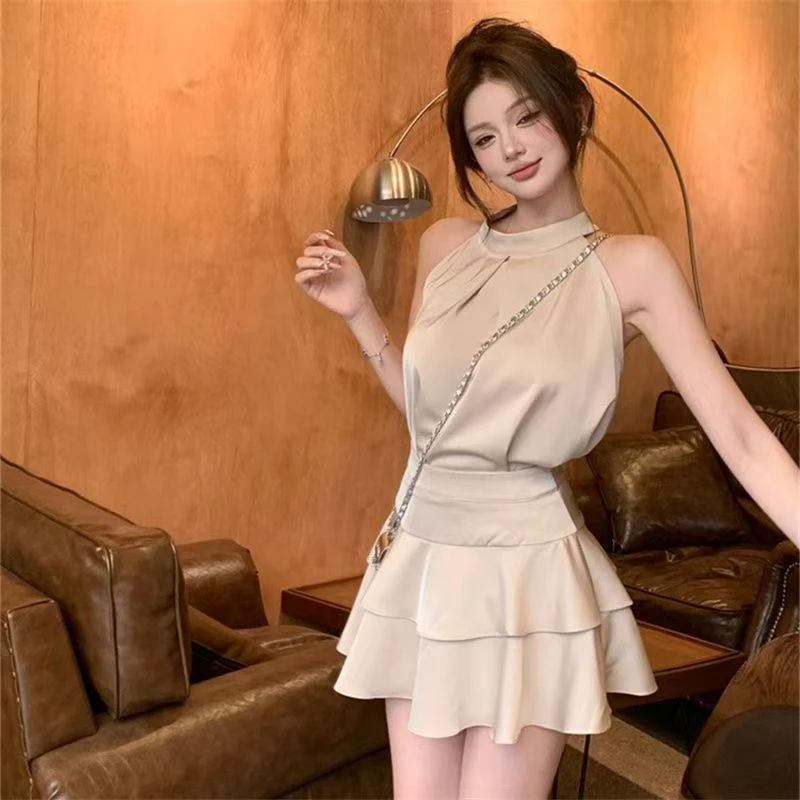 夏季千金感宫廷风气质高级感纯欲上衣荷叶边半裙两件套装连衣裙女