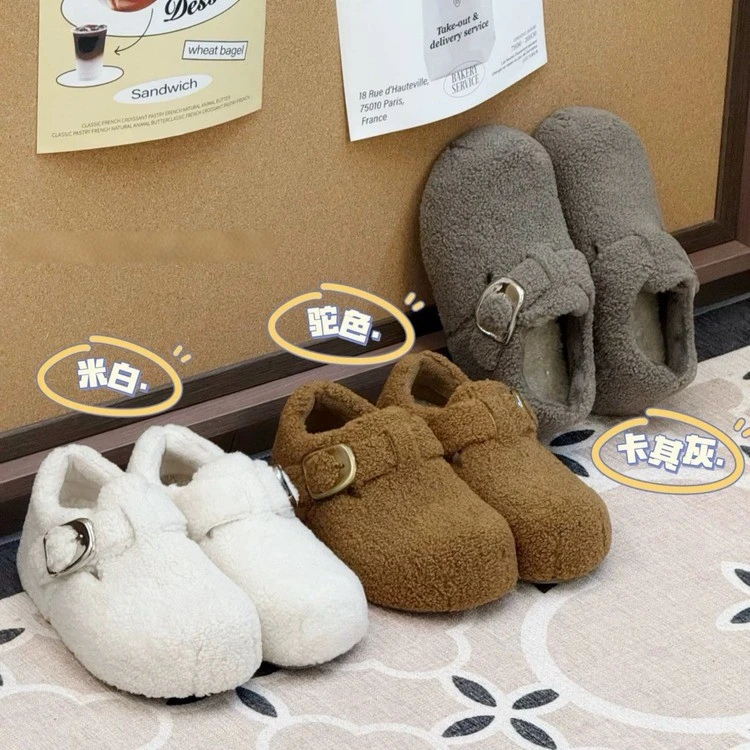 【彤】厚底内增高加绒勃肯鞋女2025冬季新款外穿毛毛鞋保暖雪地靴棉