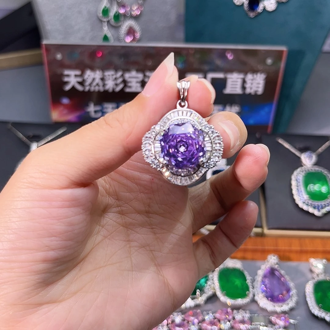 颈饰蓝宝石银S925镶嵌h 137