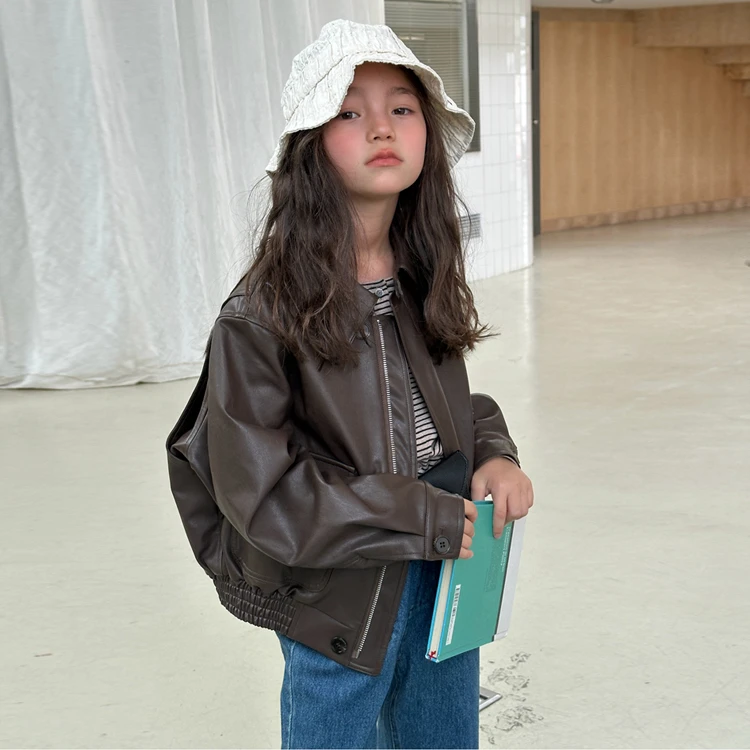 女童皮衣外套秋装新款2025洋气时髦爆款女孩高级感春秋夹克上衣潮