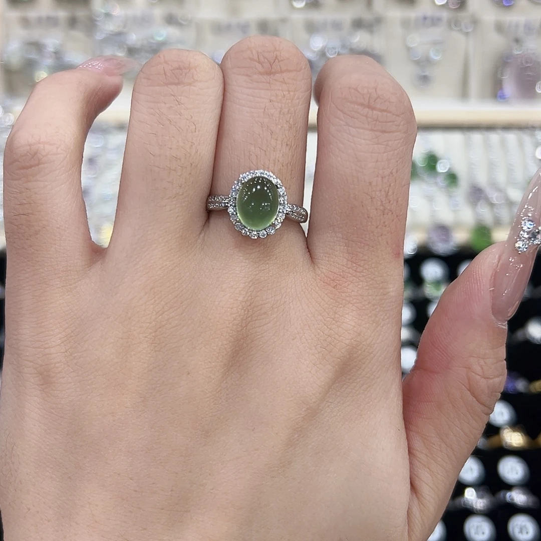 岫玉银S925镶嵌戒指