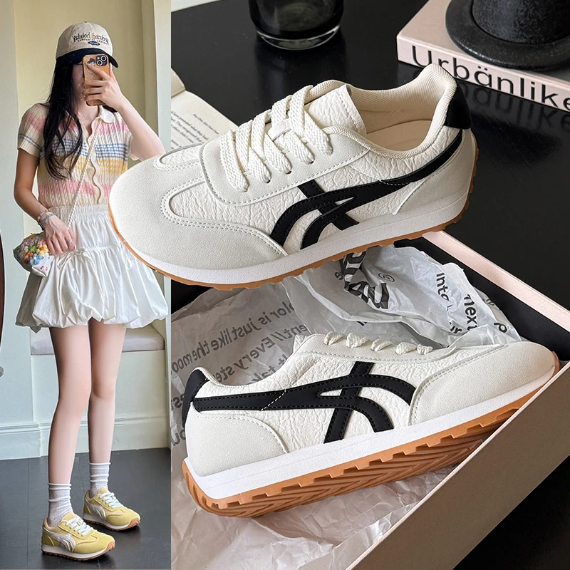 厚底德训鞋女2025早秋新款学生复古小白鞋软底时尚休闲鞋阿甘鞋子