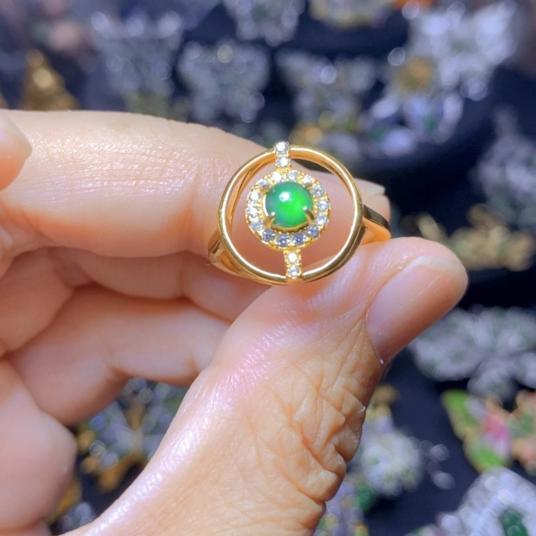 翡翠银S925镶嵌吊坠(不含链)天然翡翠