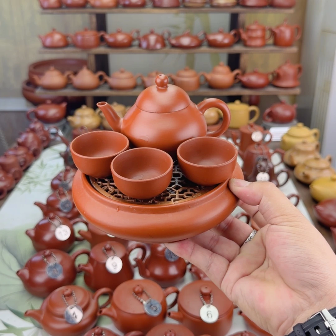 紫砂茶壶140cc矮梨加大号镂空胡承